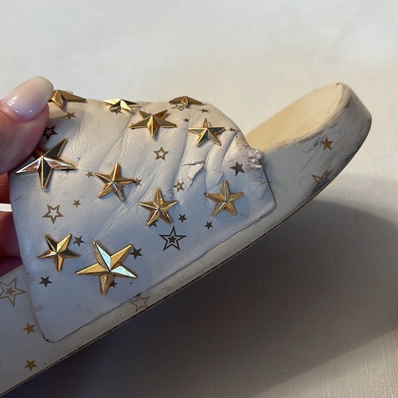 Tory Burch NIB Nappa Leather Gold Star Slides Embellished Sandals - Picture 8 of 10